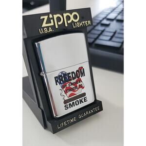 Vintage Zippo Lighter – “Freedom of Choice” American Flag & Cigar – XIV (1998)